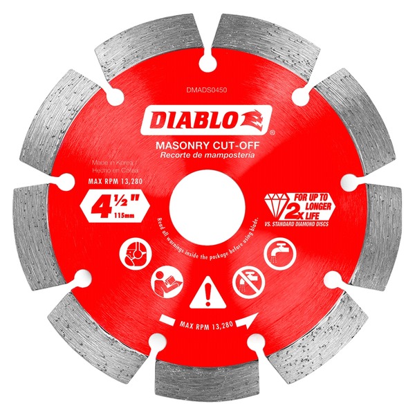 Diablo 4-1/2" Diamond Segmented Cut-Off Discs for Masonry DMADS0450